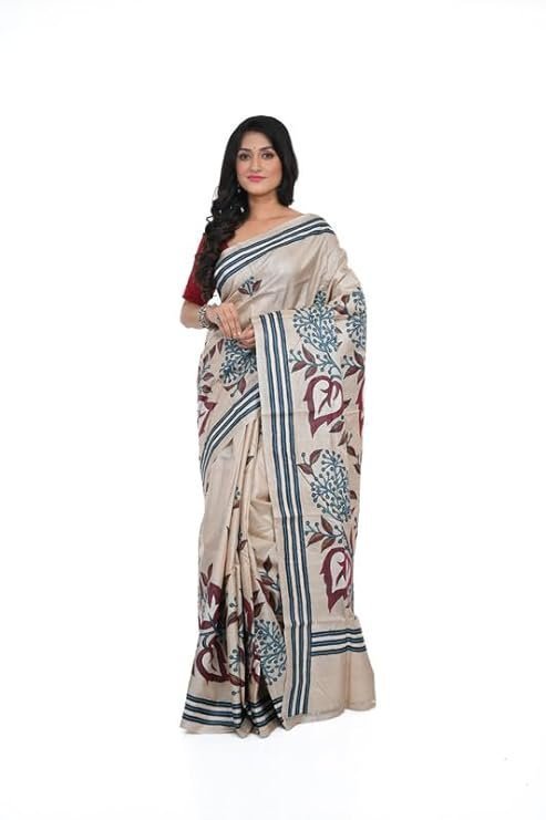 41C8Eln6pUL._SY741_.jpg Handloom Tassar Saree Made Coloure Comfortable,Lightweight Ethnic Wear Saree For Women'S With Unstiched Blouse Piece, (Saree-5.5Mtr, Unstiched Blouse - Image 1
