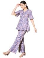 Women's Top with Pant Botnical Printed Co-ord Set