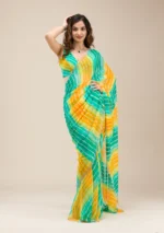 Rama Green Stonework Georgette Saree - Image 3